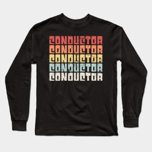 Retro Vintage Rail Crew Railroad Train Conductor Long Sleeve T-Shirt